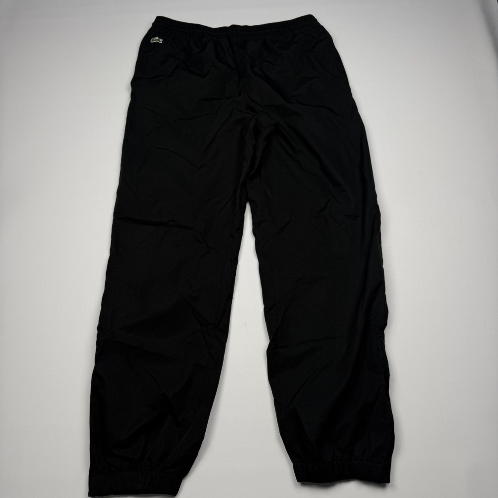 Lacoste Sport Pants Mens Medium Black Woven Track Elastic Waist Pockets Athletic